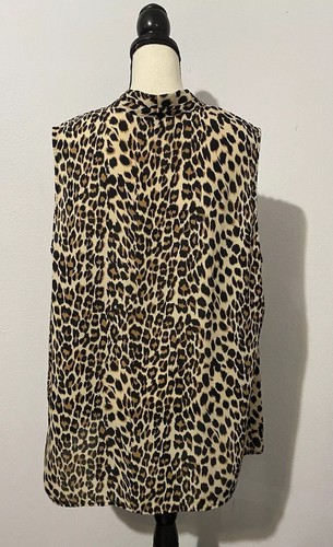 Roz & Ali Dress Barn Womans Animal Print Blouse Brown Sleeveless Size 2X - Picture 3 of 8