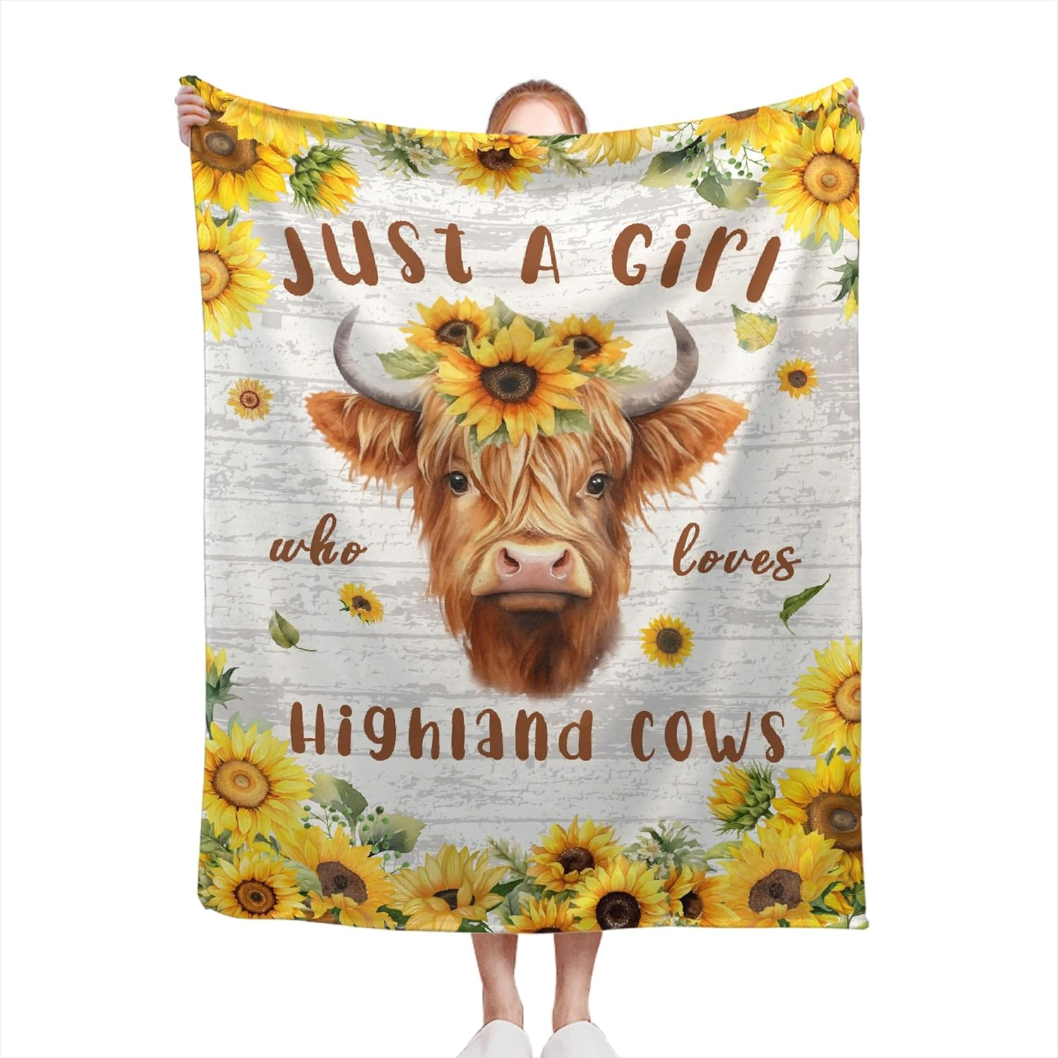 Just a Girl Who Loves Highland Cow Blanket Throw Fleece Soft Cozy Lightweight Bl