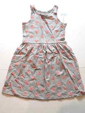 Carter's Gray  Pink Heart Print Sleeveless Tank Dress Girl Size 4-5 NEW
