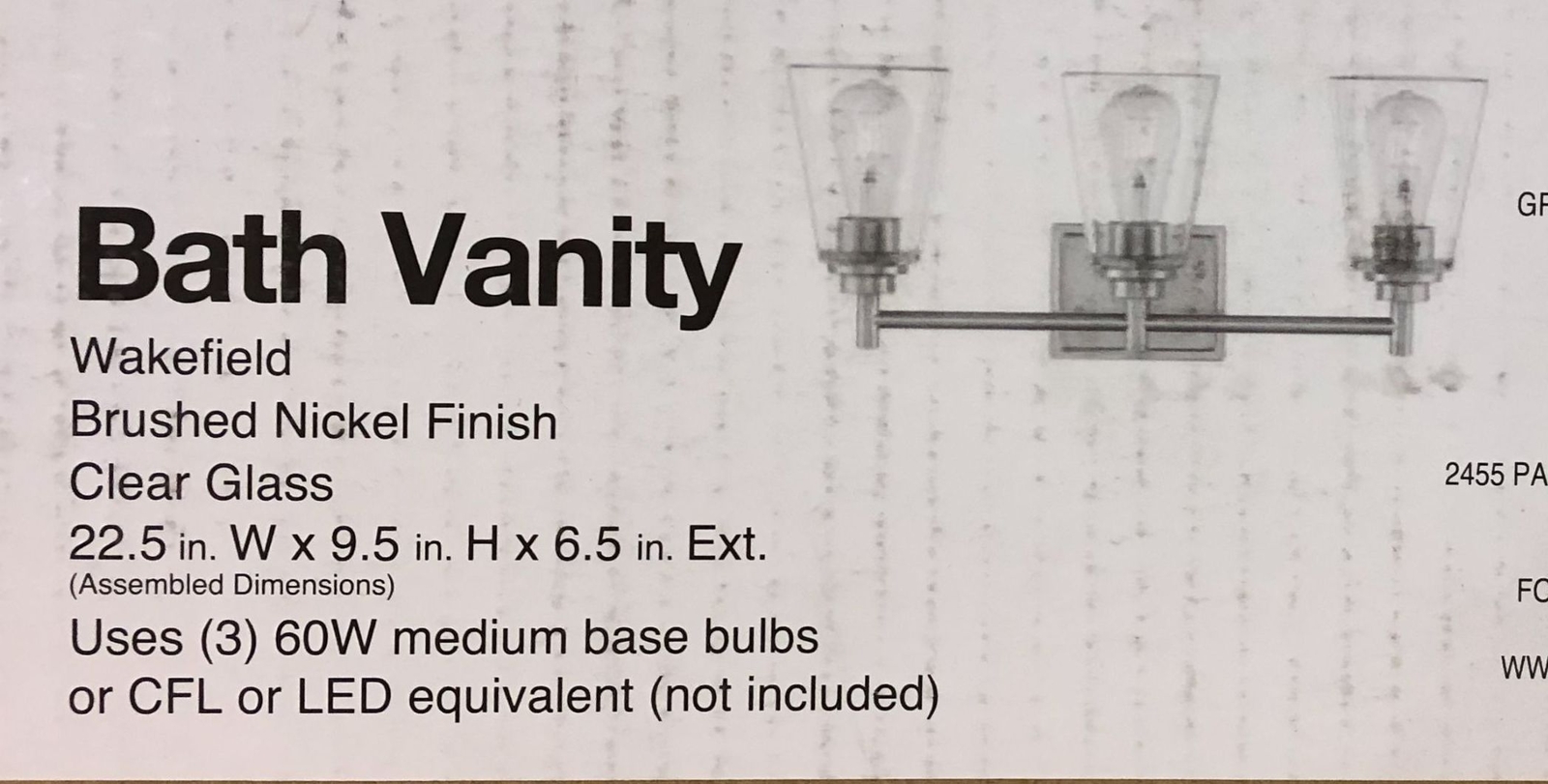 Hampton Bay Wakefield 22.5 in. 3Light Brushed Nickel Bath Vanity Light eBay