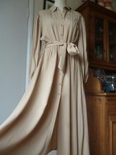 Mango Beige Button thro' shirt Midi Maxi Dress & Belt Smart Casual work Party