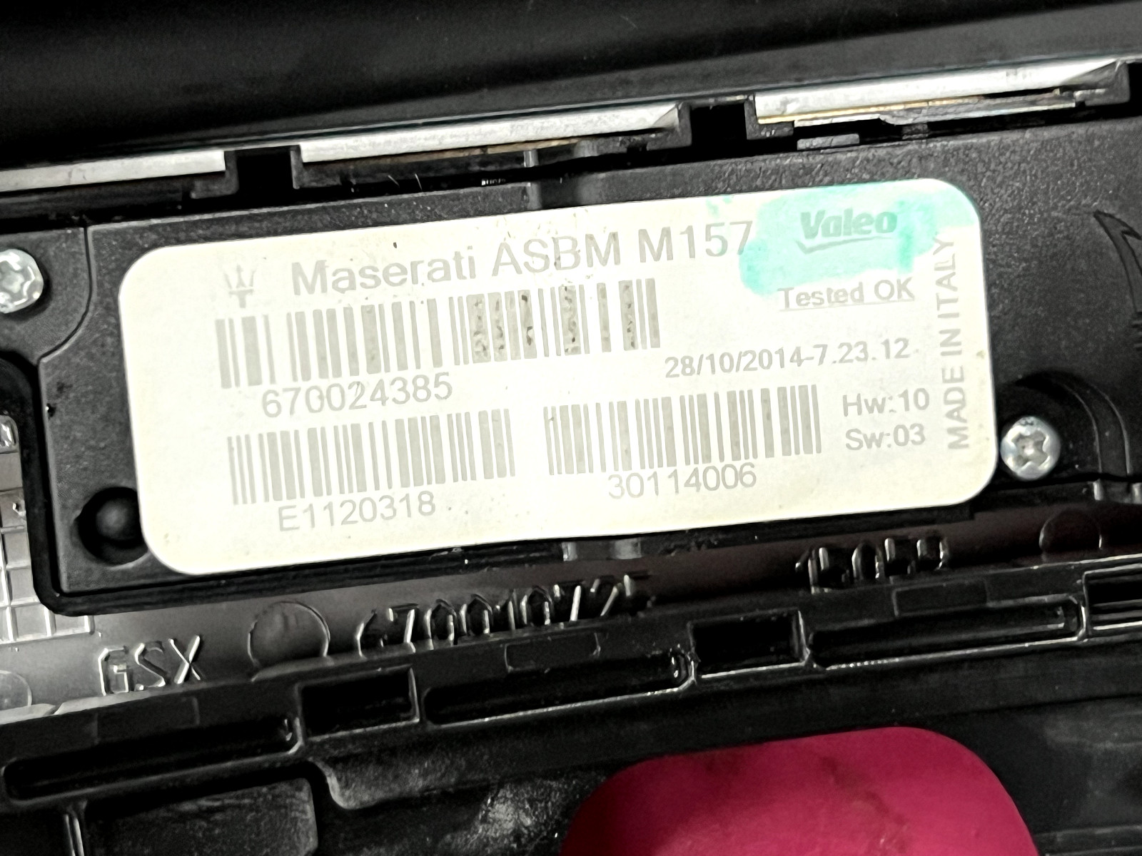 Maserati Ghibli S OEM 2014-2017 Center Console Panel Assembly (For Parts)