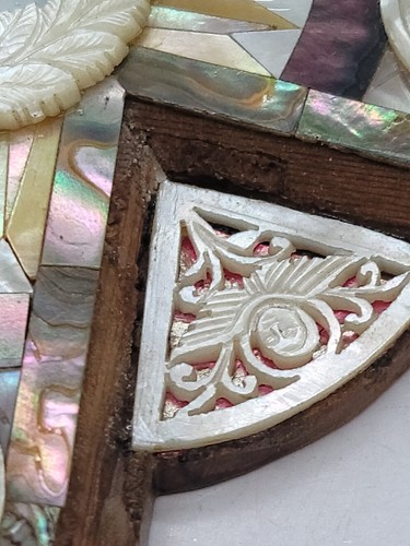 Jerusalem Cross Mother Of Pearl Olive Wood Exmos Sepelcro Reliquary Relic Rare - Picture 9 of 13