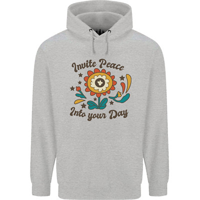 Invite Peace Into Your Day Hippie Liebe 60er Herren 80% Baumwolle Hoodie