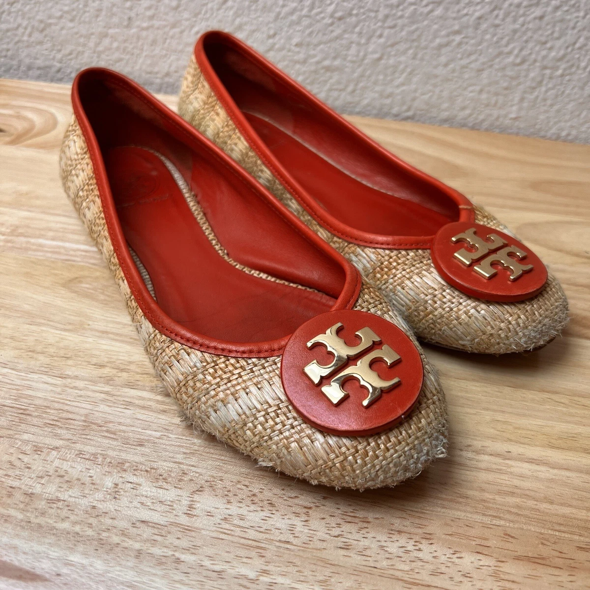 Tory burch straw flats sale