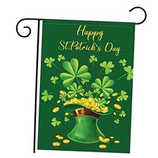 Happy St Patrick's Day Garden Flag 12 x 18 Inch Burlap Spring Flag Double