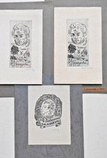 ex-libris Exlibris Pushkin Pushkiniana lot of 3 Shalygina signed