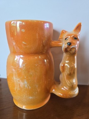 Vintage Czech Lusterware Luster Ware Scottie Dog Terrier Art Deco Handle Pitcher