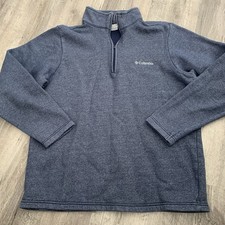 Columbia Pullover Mens Size Medium 1/4 Zip Blue Mock Neck Sweater Fleece AM1534