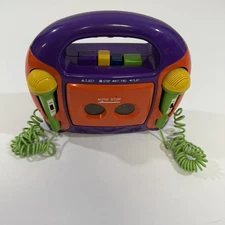 Sing Along Cassette Player With Two Microphones Vintage WORKING READ DESC