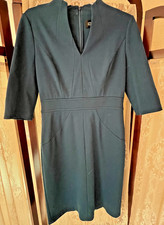 Adrianna Papell Blue V-Neck 3/4 Sleeve Brushed Ponte Knit Dress Sze 8