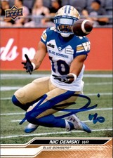 Nic Demski Signed 2024 Upper Deck CFL Football card Winnipeg Blue Bombers