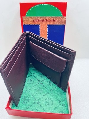 Sergio Tacchini Men's Wallet Leather-Vintage-NEW & BOXED-Made in Italy-Bordo