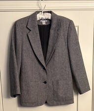 Vintage Women s Pendleton Sz 6 Petite Wool Blazer Black/White Microcheck