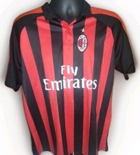 Official AC Milan Men's Red Black Striped Home Soccer Jersey Maldini 3 Size XL 