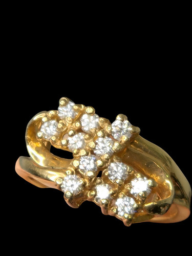 14 Karat Gold 3,73 g Cocktail Ring mit 12 runden GH Diamanten 0,36 ct S1 & S2 Größe 5 - Bild 2 von 10