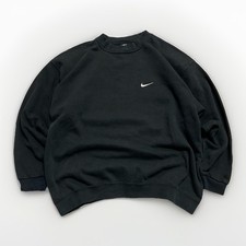 Vintage Nike Sweatshirt Men’s XL Black Crewneck Mini Swoosh Made In USA 90’s