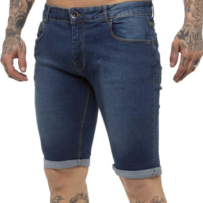 Neu Kruze Herren Skinny Fit zerrissen Shorts Stretch abgenutzt halb Denim Jeanshose