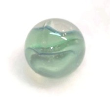 Vintage Slag Swirl Glass Marble Green Blue Black Ribbon Stripe Machine Made 5/8"