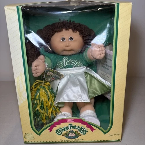 Vintage Cabbage Patch Kids Doll Brown Hair Brown Eyes Cheerleading Outfit 1985