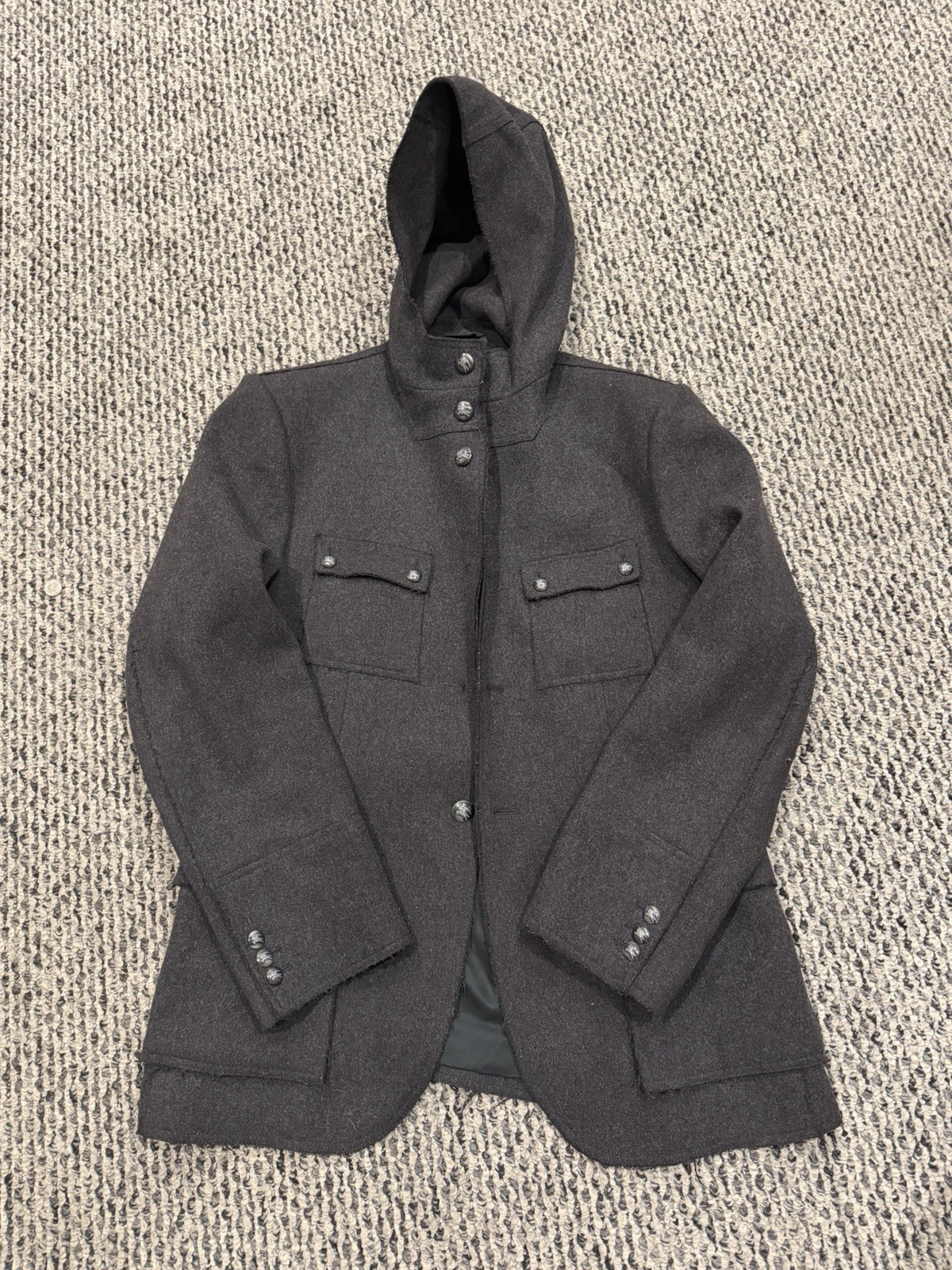 Men’s Burberry Prorsum Mens Charcoal Wool Hoodie Jacket EU 48 Medium