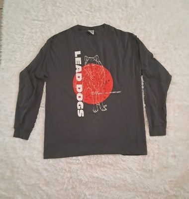 Mens Long Sleeve Dark Gray Tshirt Wolf Graphic Size XL Fall Winter Layers