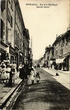 Old postcard RIVES - Rue de la Republique - Central District (165562)