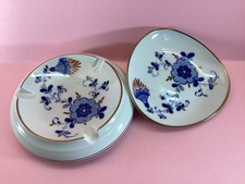 DDR Volkstedt Porzellan Aschenbecher &Oslash;13,5+DekoTeller/EchtKobalt+Golddekor/Neuw.