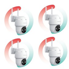 4PCS COOAU Outdoor 2K Security Camera Wireless Home WiFi Battery PTZ CCTV Cam