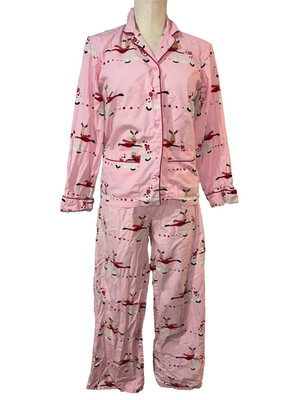 La Senza Women s Christmas Long Flannel Pajamas size XS Button Up Rudolph Print