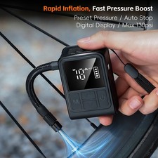 Portable Mini Bicycle Electric Pump Motorcycle Pump Bike Inflator Black 130PSI