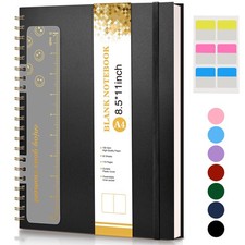 Blank Spiral Notebook Journal 8.5  x 11  , A4 Large Sketch Book Plain, Black