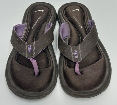 Nike Comfort Cushioned Footbed Womens 8 Flip Flop Thong Sandals Brown Purple Y2K