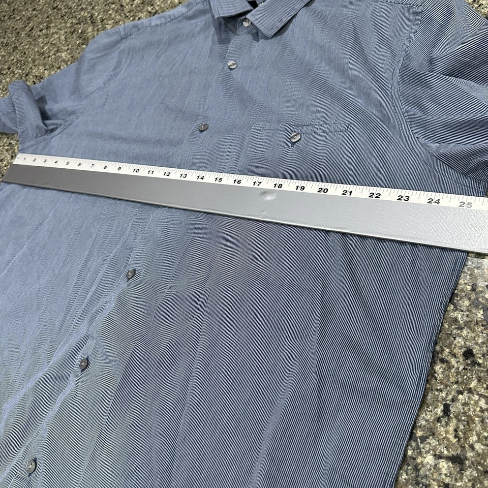 Camisa Alfani Hombre 2XL Azul Manga Corta Abotonada Elastizada Bolsillo Ligera Foto 4 de 4