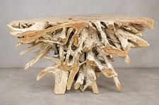 63" Teak Root Console Table "Harvest" Natural Finish Solid Reclaimed Wood Rustic