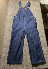 DICKIES Bib Overalls Mens 36X34 Blue Denim Carpenter Workwear
