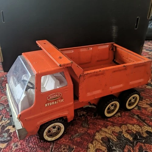 H▪︎Vintage Tonka Truck Toys Gas Turbine Hydraulic Orange Dump - Dumptruck Works