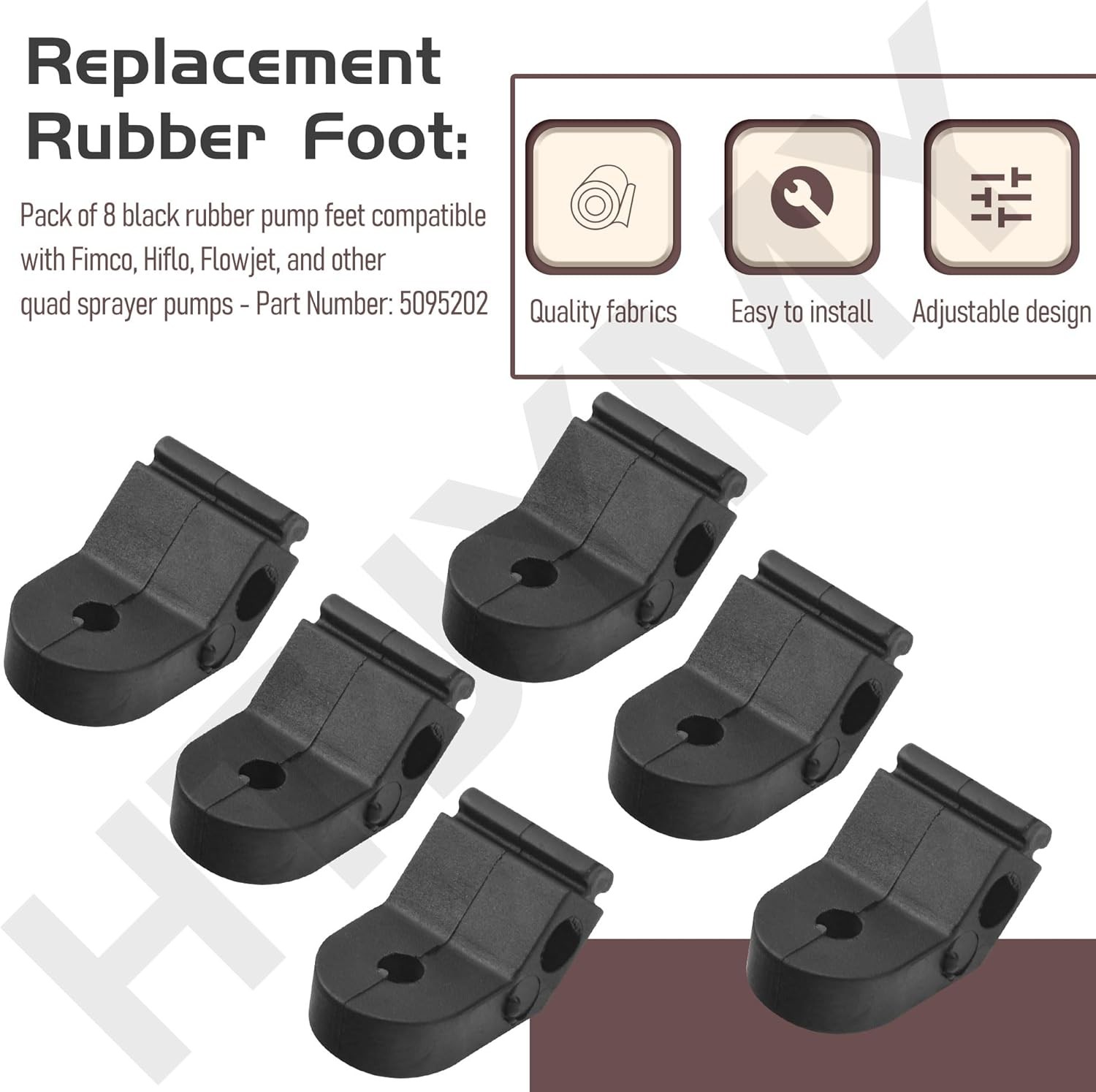 8 Pack 5095202 Rubber Pump Feet Replacement Parts, Black, Compatible with... 