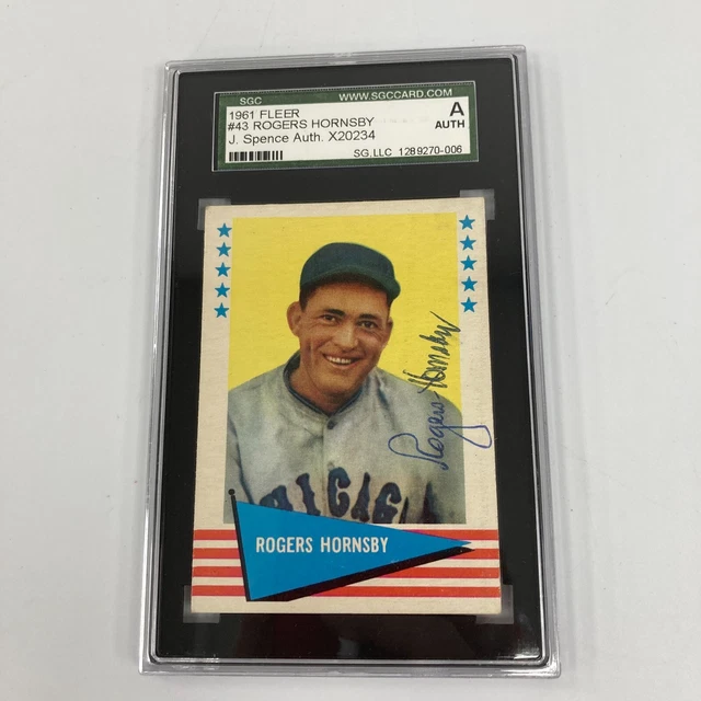 1961 Fleer Rogers Hornsby signierte handsignierte Baseballkarte #43 SGC JSA zertifiziert