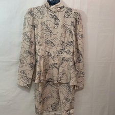 ASOS Women NIB 80s Mini Tea Dress Pep Waist in Cream Tiger Print Size US 4 