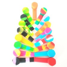 5PCS 3.4'' Mini Silicone Smoking Hand Pipe with Metal Bowl & Cap Lid Pocket Pipe
