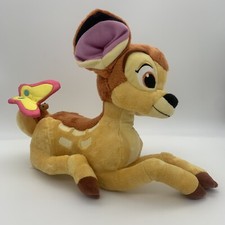 Disney Store Bambi Deer Laying with Butterfly on Tail EUC 14  x 10  Plush