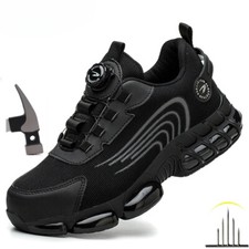 Rotary Buckle Men's Work Sneaker Breathable Steel Toe Safety Puncture-Proof Boot