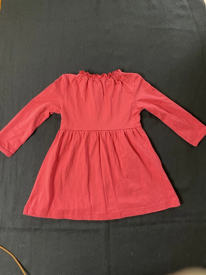 Vestido EGG Basics (Susan Lazar) Nuevo sin Etiquetas Rojo Peruano Pima Algodón Orgánico-18-24Mos Foto 3 de 4