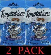 2x Temptations TEMPTING TUNA FLAVOR Crunchy & Soft Cat Treats 3 oz - 2 PACK