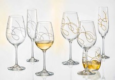 Bohemia Weingläser, Sektgläser, Whiskygläser, Kristall, Gold, Clear, 2er Set