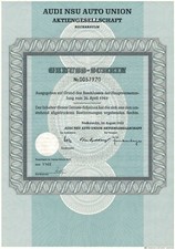 AUDI NSU AUTO UNION AG - Genuss Schein - Neckarsulm 1969 - mit Gewinnanteilssch.