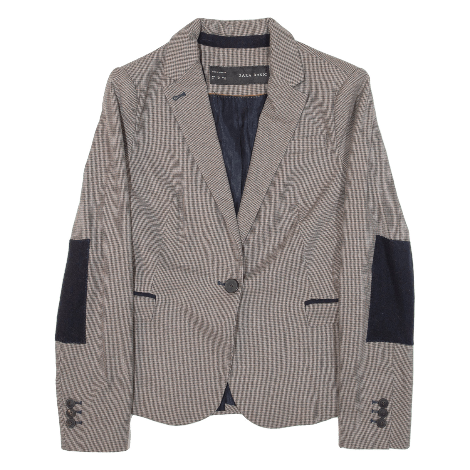 ZARA Basic Womens Blazer Jacket Brown Houndstooth… - image 1