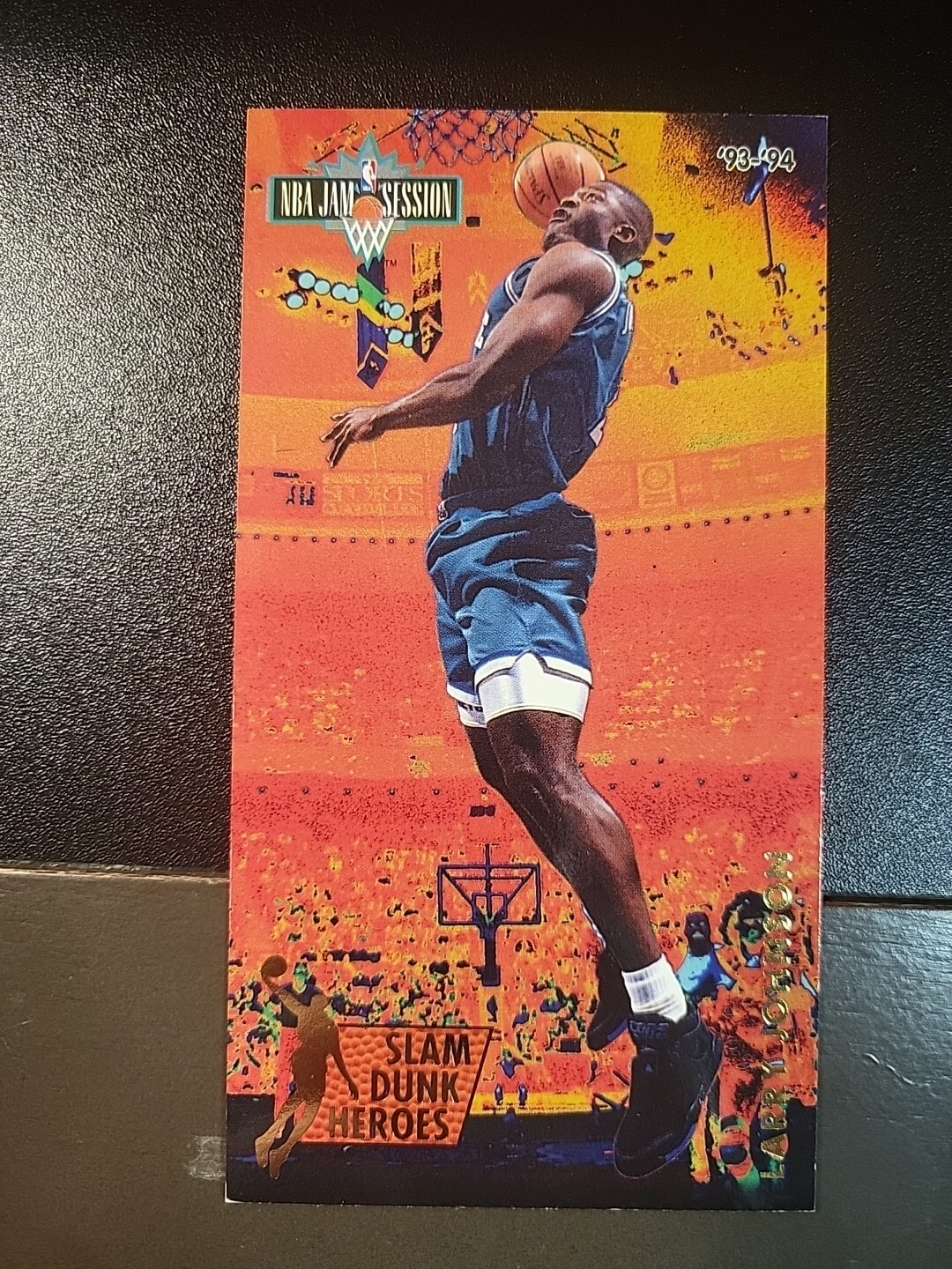 1993-94 Fleer NBA Jam Session #2 of 8 LARRY JOHNSON Slam Dunk Heroes INSERT CARD