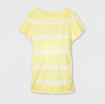 Maternity Flutter Short Sleeve Tie Dye Knit Top - Isabel Maternity, Yellow